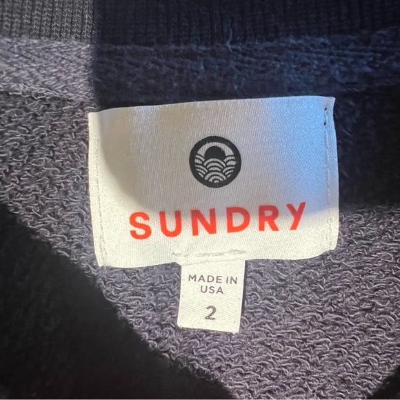 SUNDRY navy sweatshirt with embroidered red heart - Picture 5 of 5